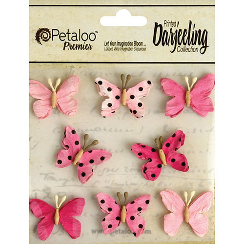 Petaloo - Printed Darjeeling Collection - Mini Butterflies - Teastained Pink