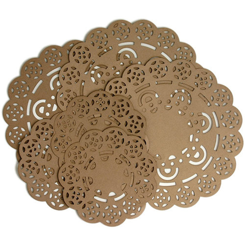 Petaloo - Printed Darjeeling Collection - Doilies - Craft Brown