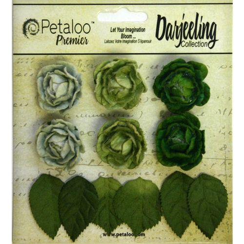 Petaloo - Darjeeling Collection - Floral Embellishments - Mini Garden Rosette - Green