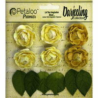 Petaloo - Darjeeling Collection - Floral Embellishments - Mini Garden Rosette - Yellow