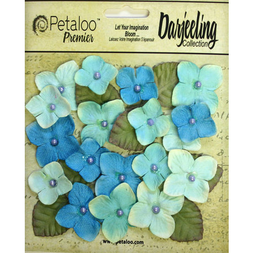 Petaloo - Darjeeling Collection - Floral Embellishments - Hydrangeas - Teal