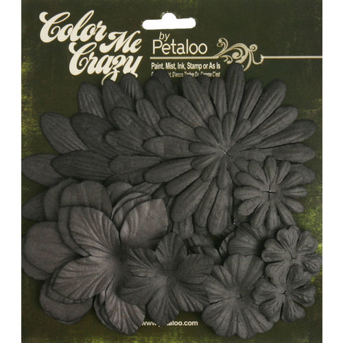 Petaloo - Color Me Crazy Collection - Black Chalkboard - Assorted Flower Layers