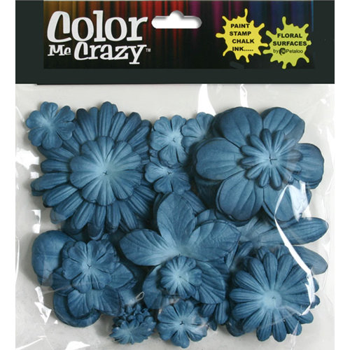 Petaloo - Color Me Crazy Collection - Mulberry Paper Flowers - Deep Blue, CLEARANCE