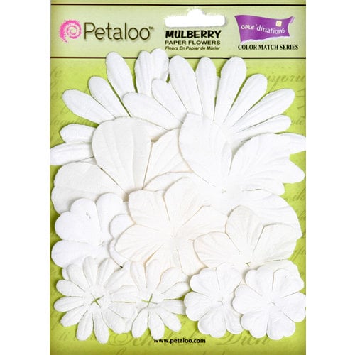Petaloo - Color Me Crazy Collection - Core Matched Mulberry Paper Flowers - Snowflake White