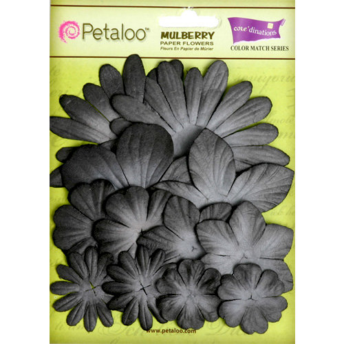Petaloo - Color Me Crazy Collection - Core Matched Mulberry Paper Flowers - Nightfall