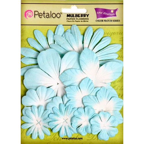 Petaloo - Color Me Crazy Collection - Core Matched Mulberry Paper Flowers - Aqueduct Light Blue