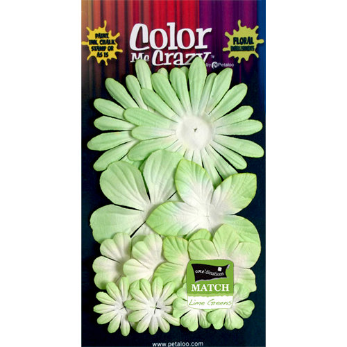 Petaloo - Color Me Crazy Collection - Core Matched Mulberry Paper Flowers - Apple Green