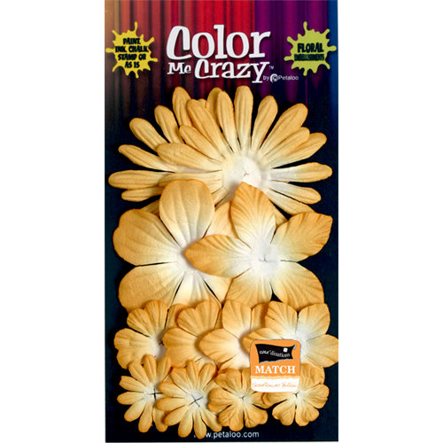 Petaloo - Color Me Crazy Collection - Core Matched Mulberry Paper Flowers - Sunflower