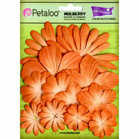 Petaloo - Color Me Crazy Collection - Core Matched Mulberry Paper Flowers - Tangerine