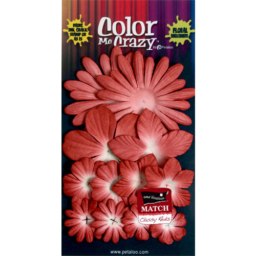 Petaloo - Color Me Crazy Collection - Core Matched Mulberry Paper Flowers - Poinsettia Red