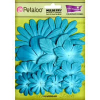 Petaloo - Flora Doodles Collection - Layering Mulberry Flowers - Aquarium