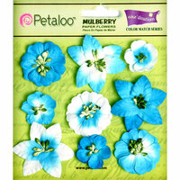 Petaloo - Flora Doodles Collection - Mulberry Flowers - Mini Floral - Marine Blue
