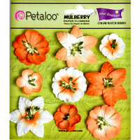 Petaloo - Flora Doodles Collection - Mulberry Flowers - Mini Floral - Tangerine