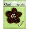 Petaloo - Estate Collection - Rounded Ribbon Flower with Gem Center - Brown