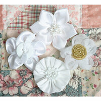 Petaloo - Expressions Collection - Mini Fabric Flowers - White