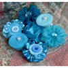 Petaloo - Expressions Collection - Mini Fabric Flowers - Blue