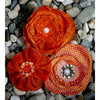 Petaloo - Expressions Collection - Fabric Flowers - Orange