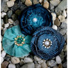 Petaloo - Expressions Collection - Fabric Flowers - Peacock Blue
