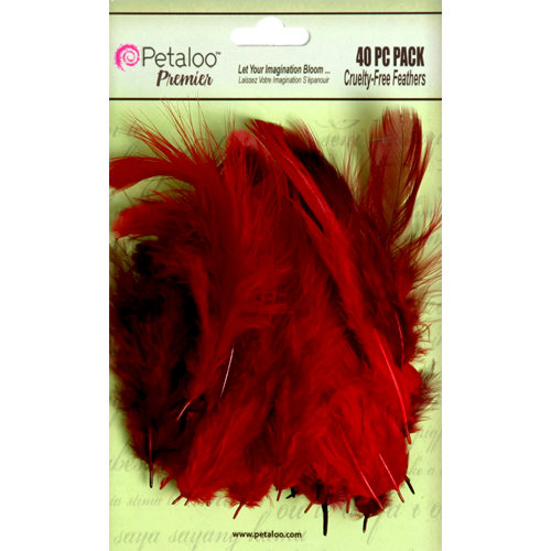 Petaloo - Expressions Collection - Feathers - Red and Burgundy