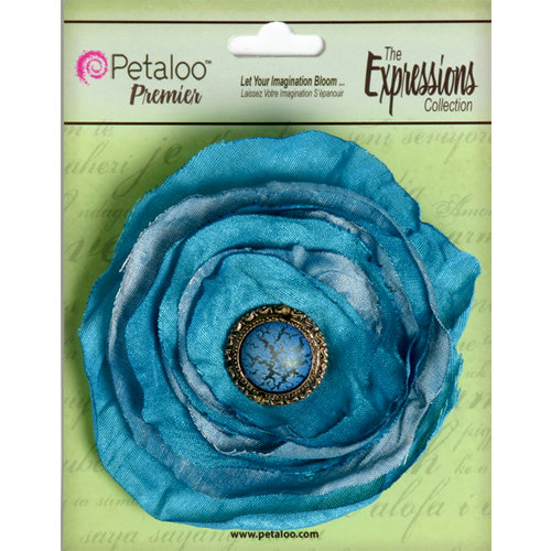 Petaloo - Expressions Collection - Bohemian Silk Flower - Teal and Aqua