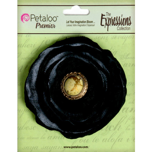 Petaloo - Expressions Collection - Bohemian Silk Flower - Black and Grey