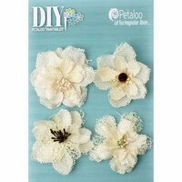 Petaloo - DIY Paintables Collection - Floral Embellishments - Burlap Blossoms - Ivory