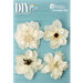 Petaloo - DIY Paintables Collection - Floral Embellishments - Burlap Blossoms - Ivory