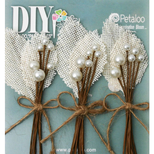 Petaloo - DIY Paintables Collection - Floral Embellishments - Burlap Picks - Ivory