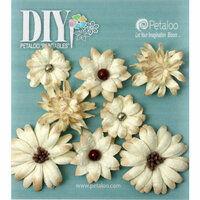 Petaloo - DIY Paintables Collection - Floral Embellishments - Mini Mix - Teastained Cream