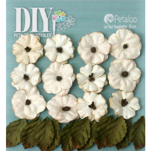 Petaloo - DIY Paintables Collection - Floral Embellishments - Petites - Teastained Cream
