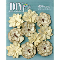 Petaloo - DIY Paintables Collection - Floral Embellishments - Dahlias - Teastained Cream