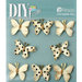 Petaloo - DIY Paintables Collection - Floral Embellishments - Mini Butterflies - Teastained Cream