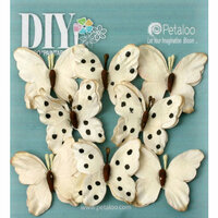 Petaloo - DIY Paintables Collection - Floral Embellishments - Butterflies - Teastained Cream