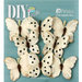 Petaloo - DIY Paintables Collection - Floral Embellishments - Butterflies - Teastained Cream