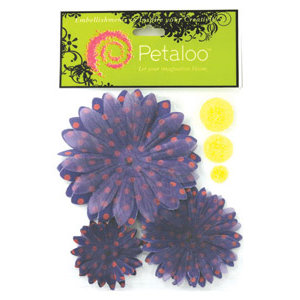 Petaloo - Flower Stickers - Daisy Layers - Purple and Pink Polka Dots