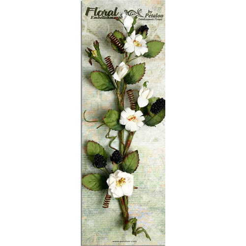 Petaloo - Canterbury Collection - Rose and Berries Branch - White