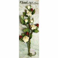 Petaloo - Canterbury Collection - Rose and Berries Branch - Cream