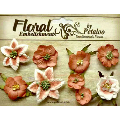 Petaloo - Canterbury Collection - Floral Embellishments - Mini - Paprika