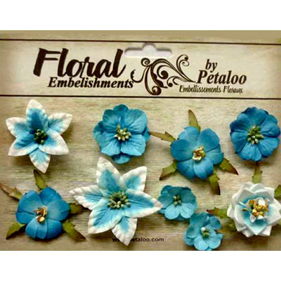 Petaloo - Canterbury Collection - Floral Embellishments - Mini - Marine Blue