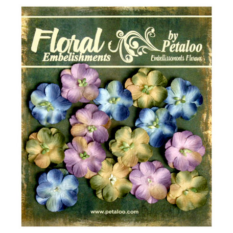 Petaloo - Canterbury Collection - Floral Embellishments - Forget Me Nots - Blue Amethyst and Sage