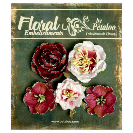 Petaloo - Canterbury Collection - Floral Embellishments - Glittered Fleur - Burgundies