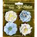 Petaloo - Penny Lane Collection - Floral Embellishments - Ruffled Roses - Slate Blue