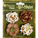Petaloo - Penny Lane Collection - Floral Embellishments - Ruffled Roses - Brownie