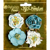 Petaloo - Penny Lane Collection - Floral Embellishments - Ruffled Roses - Teal