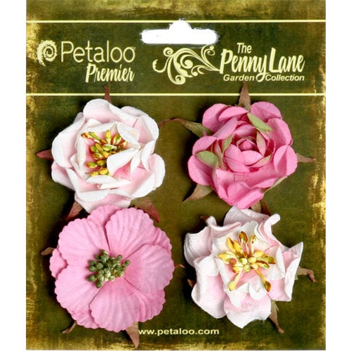 Petaloo - Penny Lane Collection - Floral Embellishments - Ruffled Roses - Pink