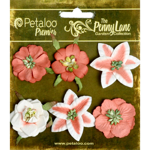 Petaloo - Penny Lane Collection - Floral Embellishments - Small Flower - Paprika
