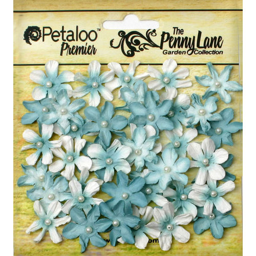 Petaloo - Penny Lane Collection - Floral Embellishments - Mini Daisy Petites - Robin Egg Blue