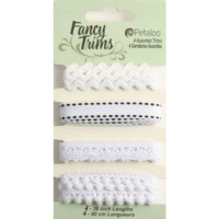 Petaloo - Flora Doodles Collection - Fancy Trims - White