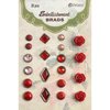 Petaloo - Flora Doodles Collection - Brads - Red