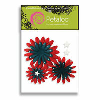 Petaloo - Red White and Blue Collection - Flowers - Double Delights Peel and Stick - 3 Flowers - Blue With White Stars